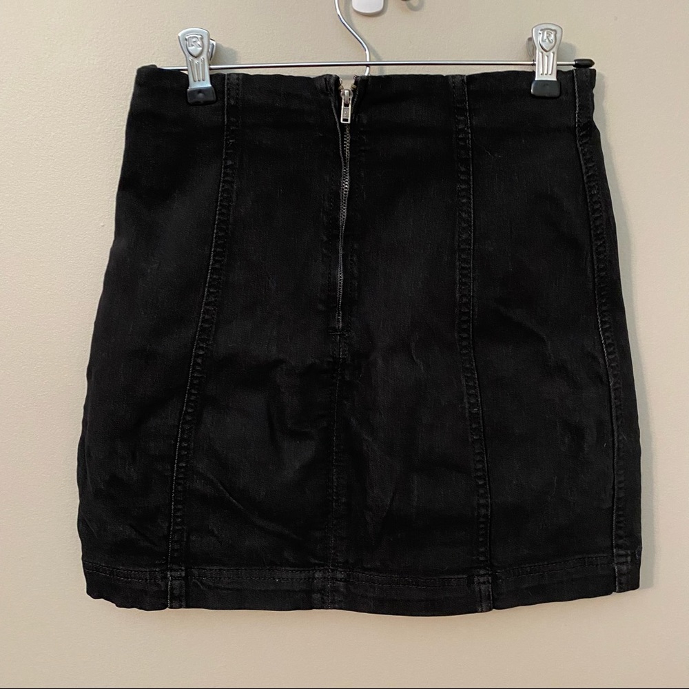Free People Modern Femme Black Denim Mini Skirt - Picture 4 of 9